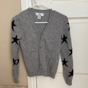 Gray Cardigan Magaschoni Cashmere with Black Star Accents